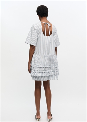 Stripe cotton mini kjole Egret W0609 Ganni